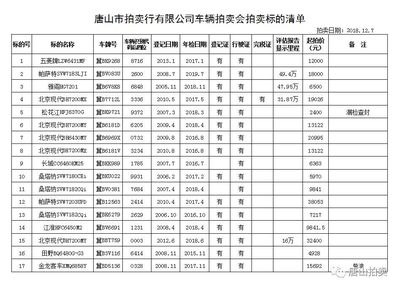 12月7日拍卖:曹妃甸车辆、锅炉、旅游船、栈道木板等资产